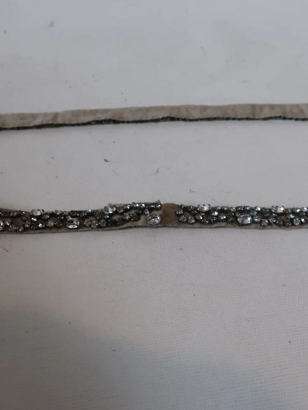 Womens Vera Wang Khaki Fabric Rhinestone Waist Belt M